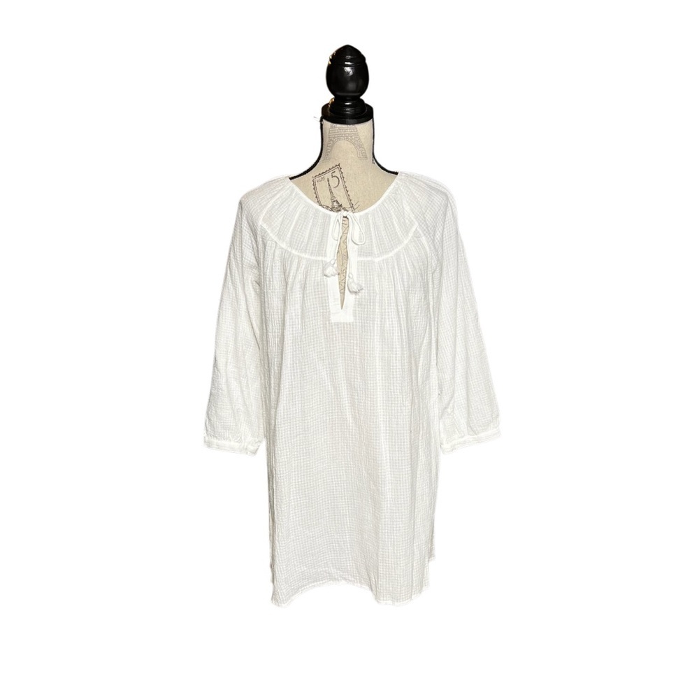 J. Crew Tunic White Gauze‎ Textured Blouse Oversized